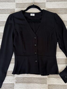 ARITZIA | Black Button-Front Peplum Blouse